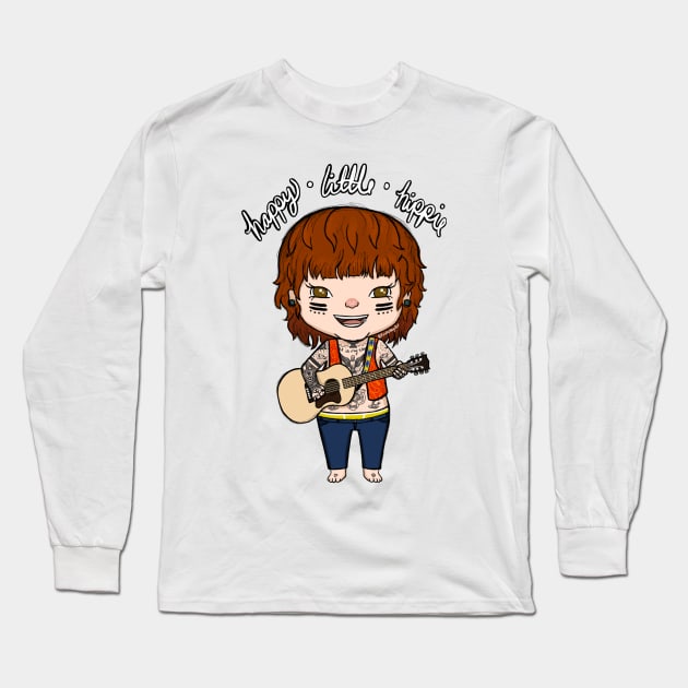 Happy Little Hippie Doodle Long Sleeve T-Shirt by KristaEstepArt